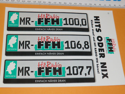 Hit Radio FFH, Nummernschilder. Aufkleber in sehr gutem Zustand.