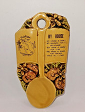 VTG Spoon Rest FLORIDA MY HOUSE QUOTE w/Fruit Wall Decor Ceramic Kitchen Plaque