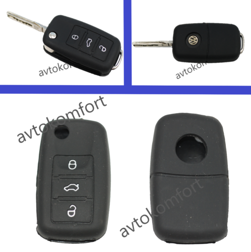 Car Key Cover Case Protector for various Volkswagen VW Seat and Skoda Models - Afbeelding 1 van 5