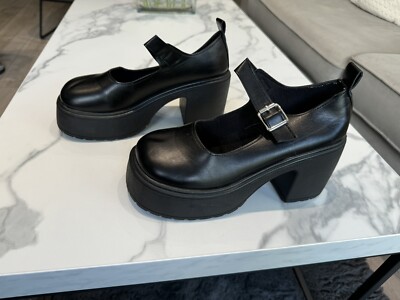 Square Toe Flatform Shoes Elegant Black Mary Jane Flatform