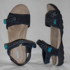 Womans 10 M Navy Suede Leather Adjustable Strap Sandals – Clarks Amanda Sprint