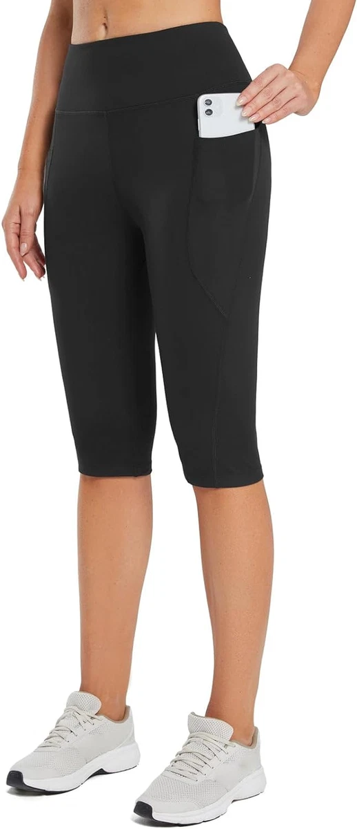 Women'S Capris with Pockets Knee Length Capri Leggings High