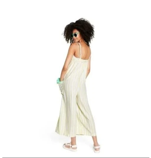 Stoney Clover x Target Jumpsuit Medium Romper Yellow Stripe Linen