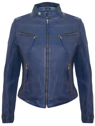 Royal Blue Leather Biker Jacket | eBay