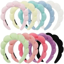 10 Pcs Headbands, Sponge Hair Bands for Face Washing and Makeup Removal - Soft