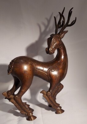Ming Dynasty Style Bronze Stag by Santi - #71 Vintage - Heavy