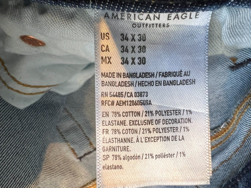 American Eagle Denim Jeans 34 x 30 Mens 34x30 Original Straight NWOT Airflex+ - Picture 3 of 7