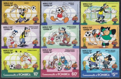 ディズニーキャラクター 切手 コレクション World Cup 1982入り F-EX21879 DOMINICA 1982 SPAIN SOCCER WORLD CUP DISNEY GOOFY DONALD