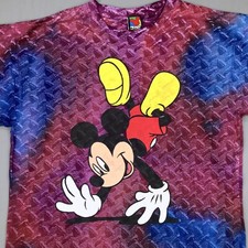 vintage 90s MICKEY MOUSE TIE-DYE T-Shirt LARGE/XL walt disney cartoon beach