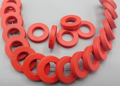 20mm Holzperle Ring Flachrund  Donut Zwischenperle  rot 1-50 Stk SB 260