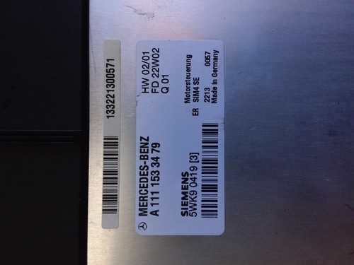 MERCEDES C CLASS ECU ENGINE ECU, 2.0, ECU ONLY, W203, C200K, 11/00-09/02  00 01