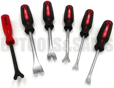 6pc Trim Panel Removal Tool Set Trim Fastener U-Square & V-Notch Door Panel Pry