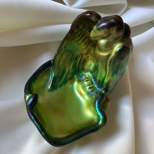 Zsolnay Porcelain Art Deco Bird Vulture Snake Eosin Tray Dish Figure Sculpture - Picture 6 of 21