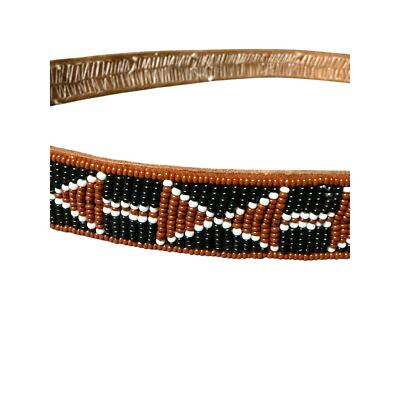 Vintage Leather Brown Red‎ Black Southwestern Boho Hand Beaded Belt 38 Long Vintage Leather Brown Red Black Southwestern Boho Hand  main image 4