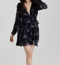 $495 Loveshackfancy Women's Blue Zayden Floral Tiered-Ruffle Mini Dress Size S