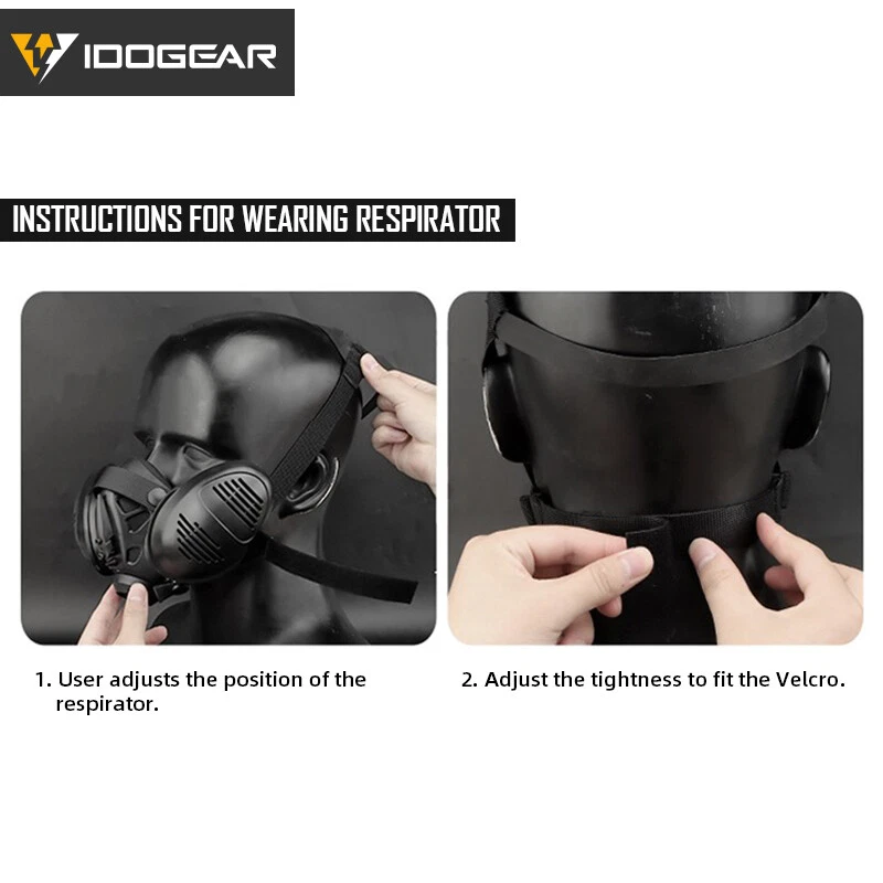 IDOGEAR Tactical Bilateral Respirator Half Face Mask Facepiece Hunting Mask Gear - Image 3 of 4