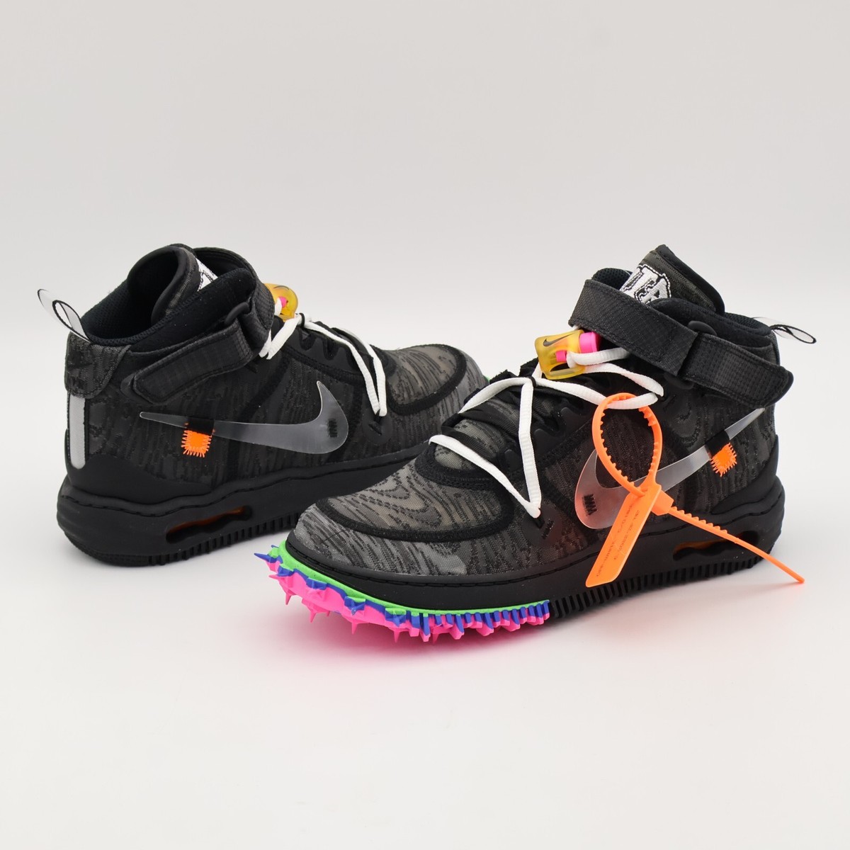 DO6290-001 Off-White Nike Air Force 1 Mid Black Clear Pink Orange