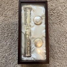 Silver My First Curl First Tooth Birth Certificate Wood Silk Lined Box Baby Gift