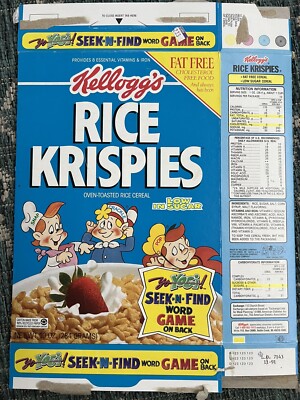 1991 Kellogg s Rice Krispies cereal box: Yo-Yogi! Seek-n-Find Word game #3