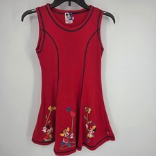 Disney Minnie Mouse Vestito Rosso Senza Maniche Grafica A-Line Bambini 150 Vintage 10 12