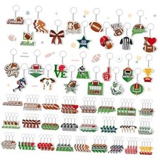 Tondiamo 100 Pcs Keychains Bulk, Acrylic Sports Ball Key Chains Funny Football