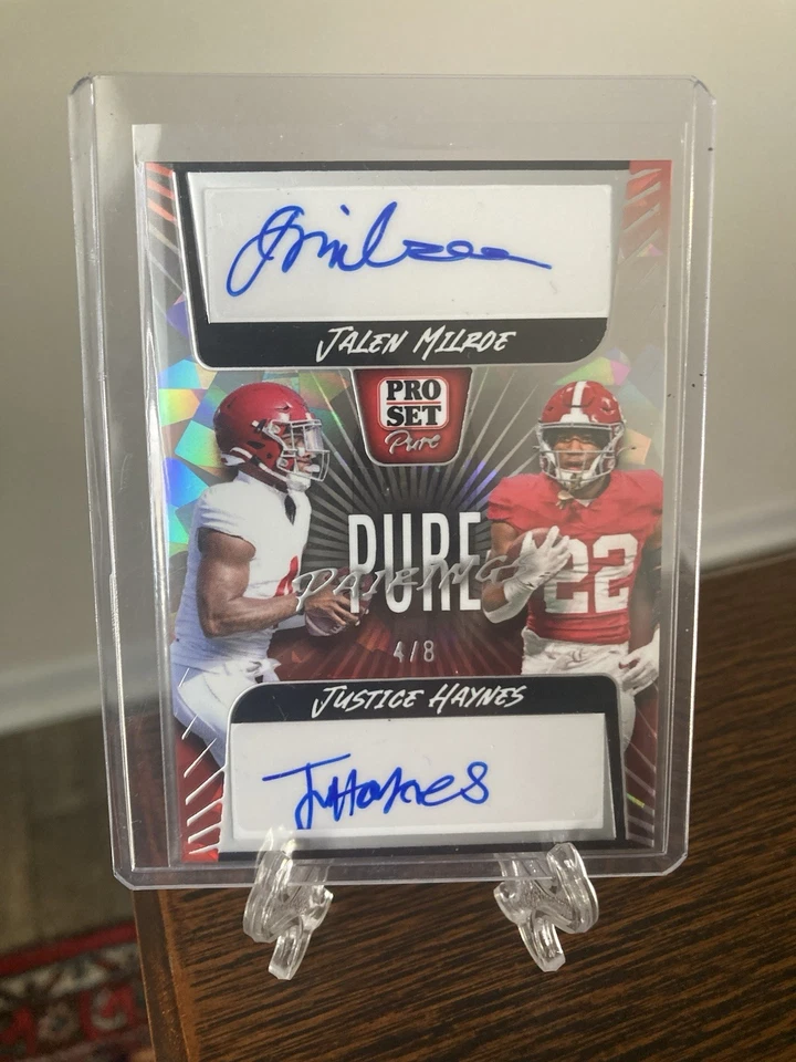 Jalen Milroe Justice Haynes 2023 Pro Set Pure Pairings Rookie Auto #4/8 jsy 1/1 Foto 3 de 3
