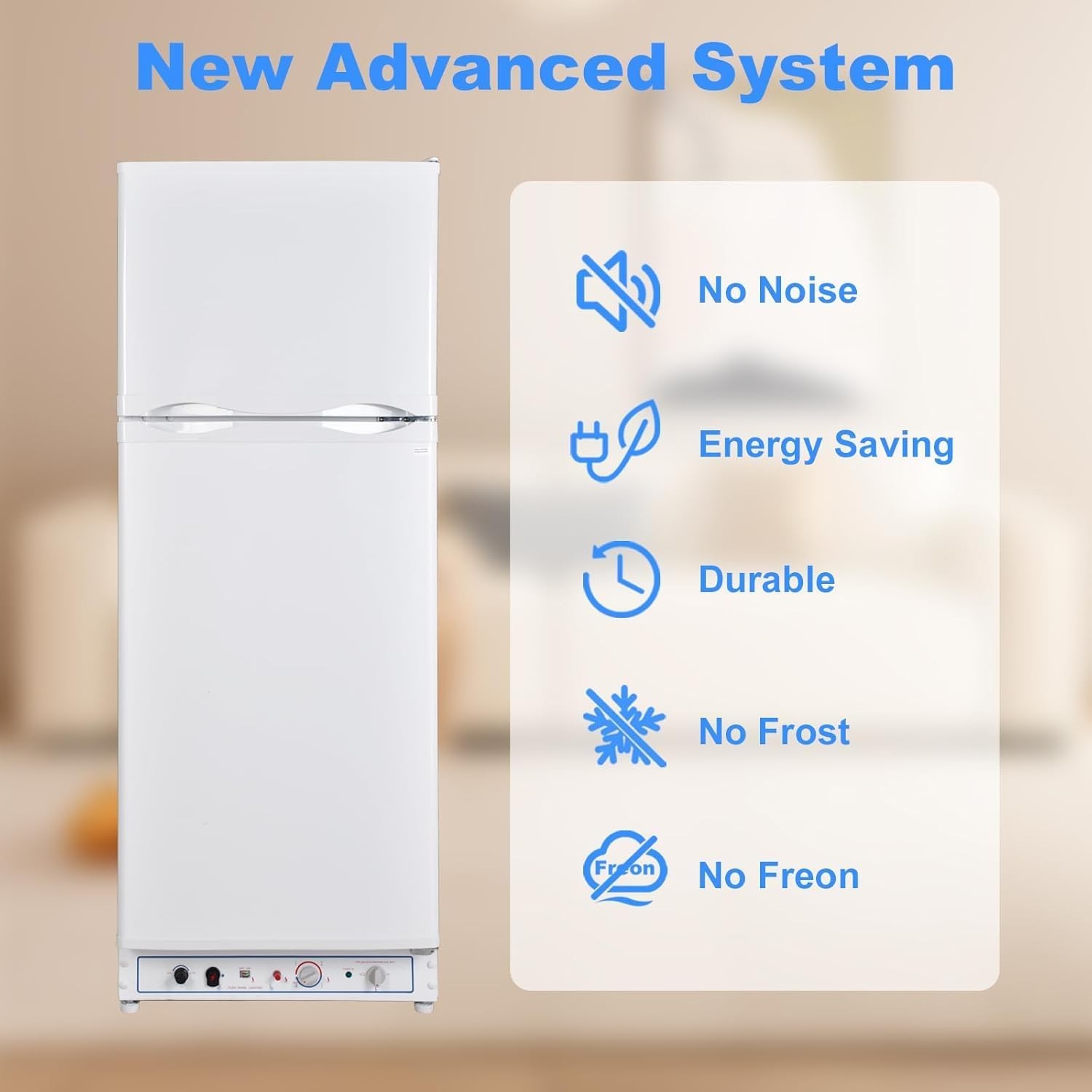 SMAD Propane Refrigerator with Freezer 13.4 cuft for Kitchen Garage RV Off-Grid