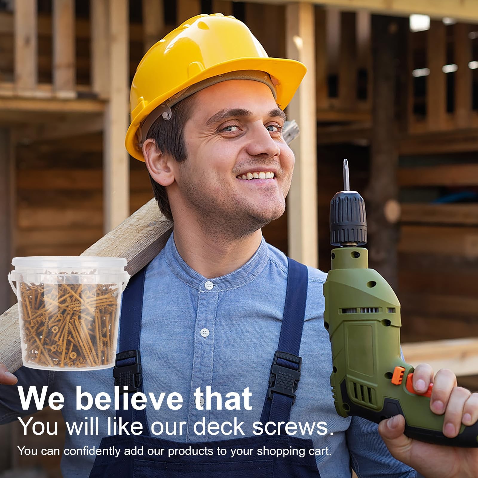 Deck Screws #10 x 5’’, T25 Star Torx Drive Flat Head Wood Screws, Tan, 5lb