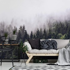 Foggy Hills wallpaper mural 260x384 cm forest...