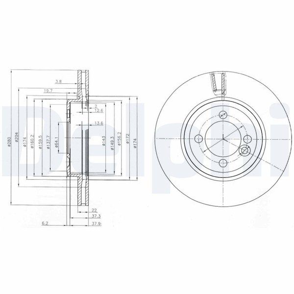 2X Delphi Bremsscheibe BG4146C FüR Mini Clubman Clubvan R55 R56 R57 R58 Roadster-image