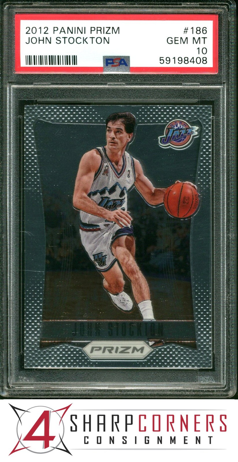 2012 PANINI PRIZM #186 JOHN STOCKTON JAZZ HOF PSA 10