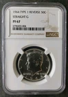 1964 Proof 50c Kennedy Silver Half Dollar Type 1 Reverse Straight G NGC PF67