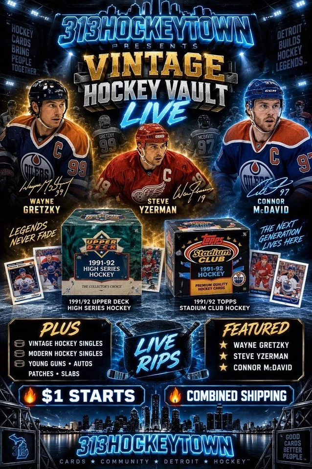 313HOCKEYTOWN Vintage Hockey Vault LIVE! Vintage & Modern Singles
