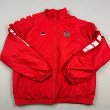 Vintage Nebraska Cornhuskers Jacket Men Large Red Adidas Team Windbreaker NCAA L
