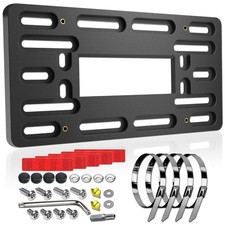RCKJNJ Front License Plate Bracket Holder- Universal Mounting Kit Black