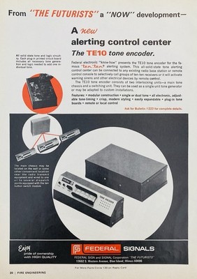 1971 AD.(N30)~FEDERAL SIGNALS, BLUE ISLAND, ILL. TE10 TONE ENCODER SYSTEM