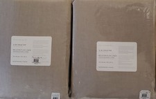2 Pottery Barn BELGIAN FLAX LINEN Pole Top BLACKOUT Drapes 100"x96"  DARK FLAX