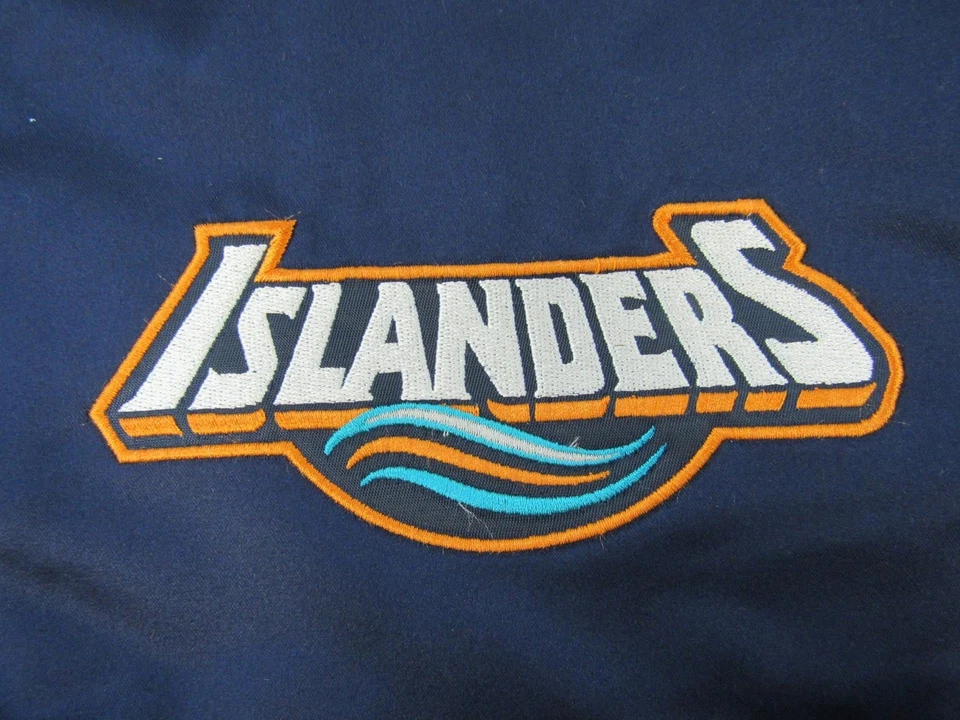 Abrigo chaqueta a presión de satén de peso pesado Mitchell & Ness de los New York Islanders para hombre $150 Foto 3 de 4