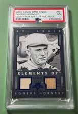 ROGERS HORNSBY PSA 7 2016 DIAMOND KINGS FRAMED BLUE GU DUAL PATCH BAT CARD / 5