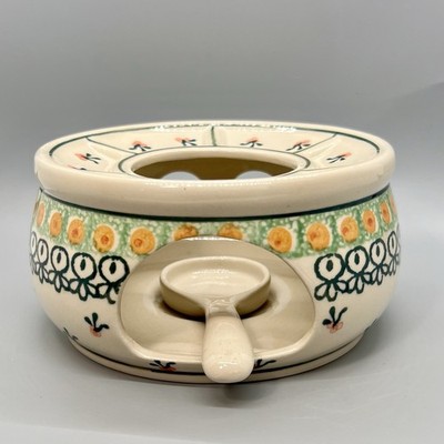 Ceramika Artystyczna Boleslawiec Polish Pottery Teapot Warmer Green Floral