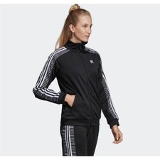 Adidas Originals Women  s Stripe Pattern Black Track Jacket DU9879 NEW NWT Small