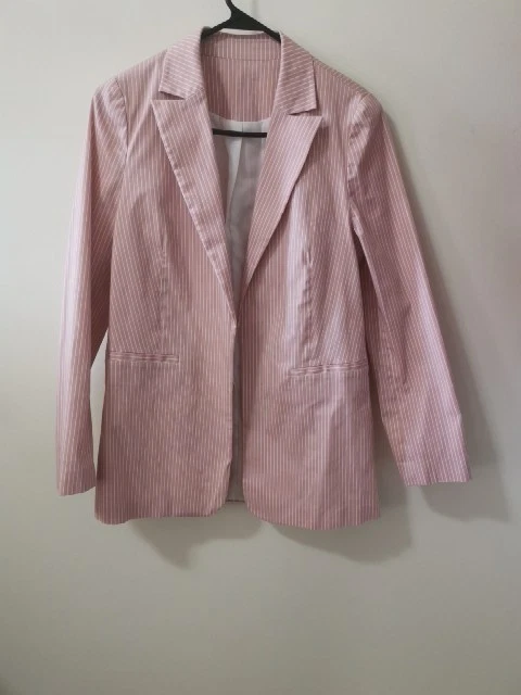 Nuevo Conjunto de Traje Blazer y Pantalones a Rayas en Rosa Blanco Informal Algodón PEQUEÑO Foto 4 de 4