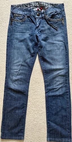 Jean Guess Femme Brodé Psychédélique - Coupe Relaxed, Motif Paisley, Taille 25, Neuf Avec étiquettes