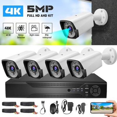 4 Camaras De Seguridad Exterior 1080P Inalambrica Con Vision Nocturna w/DVR