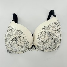 Victoria's Secret Dream Angels Push Up Bra Women 34DD Cream Black Lace Floral