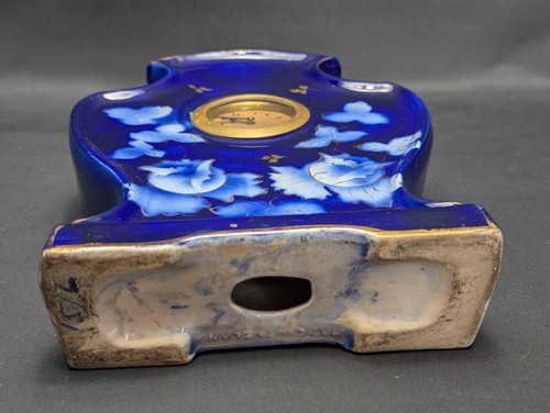 Antique Porcelain Cobalt Mantle Clock Winnepeg Style Gilt Mechanical Need Repair - Picture 8 of 12