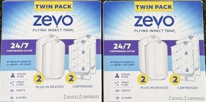 2 Zevo Twin Pack Flying Insect Starter Kits (4 Devices & 4 Refill Cartridges)