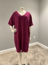J Jill Wearever Dress Sheath Shift Knit V Neck Pink Womens Plus Size 2X