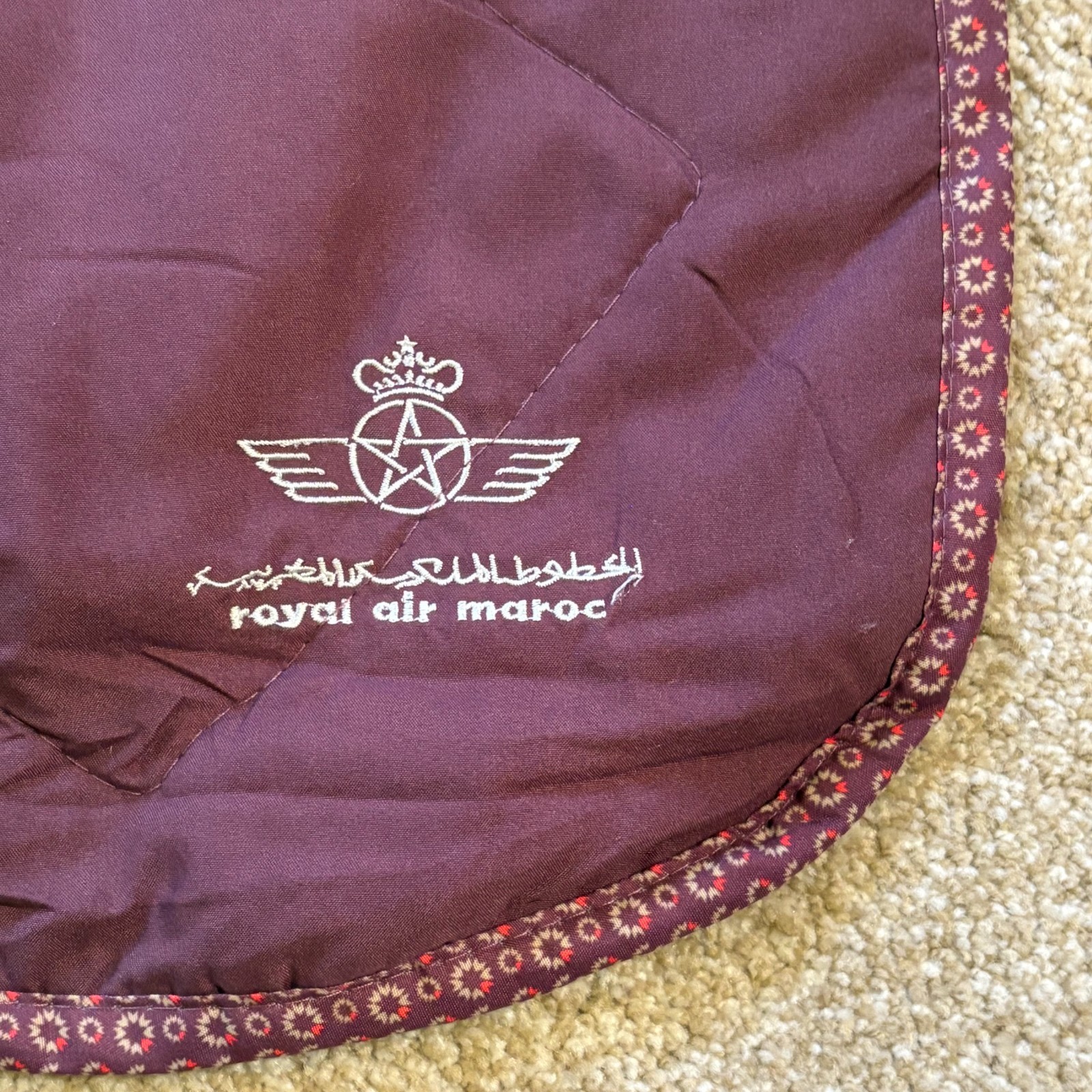 ROYAL AIR MAROC Business Class Airline Blanket by Bayart - Purple - 70 x 55"
