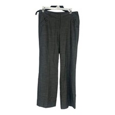 Larry Levine Petite Womens 8P Gray Button Accent Pants Lightweight Stretch